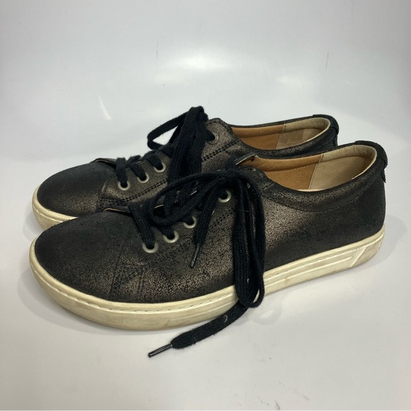 Birkenstock Arran sneakers shimmery black comfort shoes women’s size 38 / 7 - Picture 3 of 11